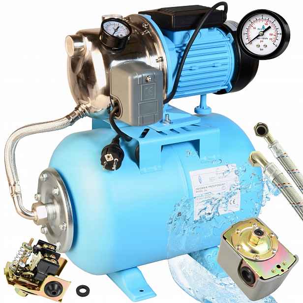 Kompletní Sada Čerpadla Na Vodu 24 L Nádrž 24 L 1100 W 3600 l/h Inox Výkonná