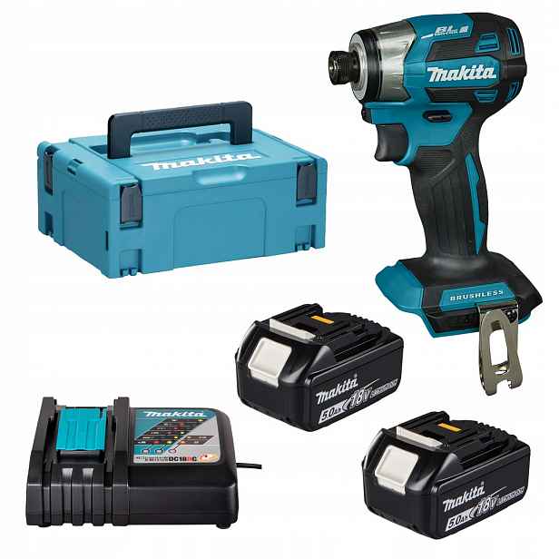 Příklepový šroubovák Makita="173RTJ Lxt 18V 2x5Ah Bl 180Nm 4 rychlosti, kufr