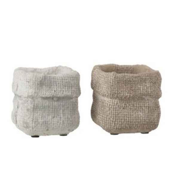 Sada 2 betonových květináčů Ciment – 8* 8*7,5 cm J-Line by Jolipa