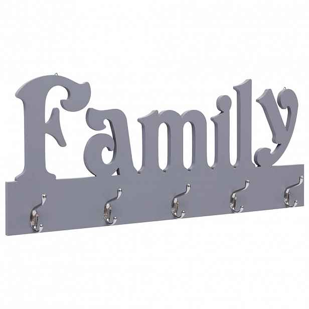 vidaXL Nástěnný věšák FAMILY šedý 74 x 29,5 cm