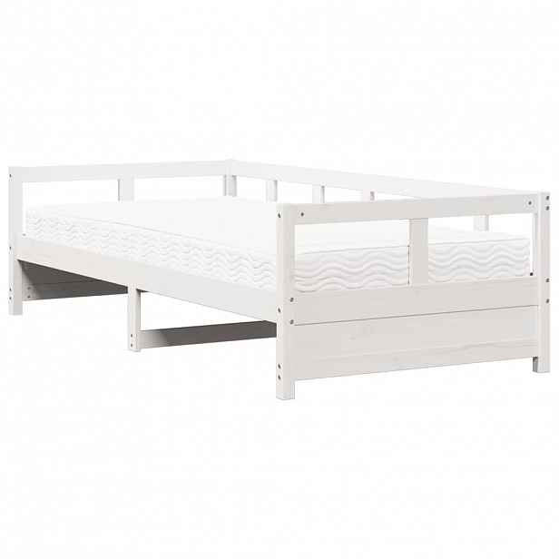 vidaXL Válenda s matrací bílá 80 x 200 cm masivní borovice