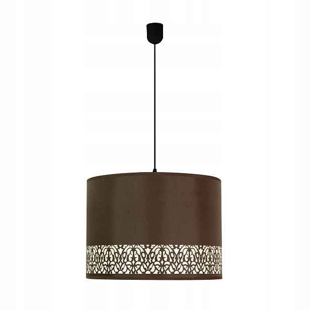 Závěsná lampa Arabesca Černá 110x33 cm 1x60W E27 Abažur Cylinder Hnědá