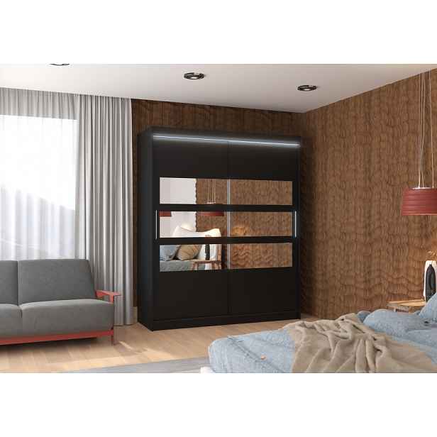 Zrcadlová skříň s LED osvětlením 180 cm KABA - černá