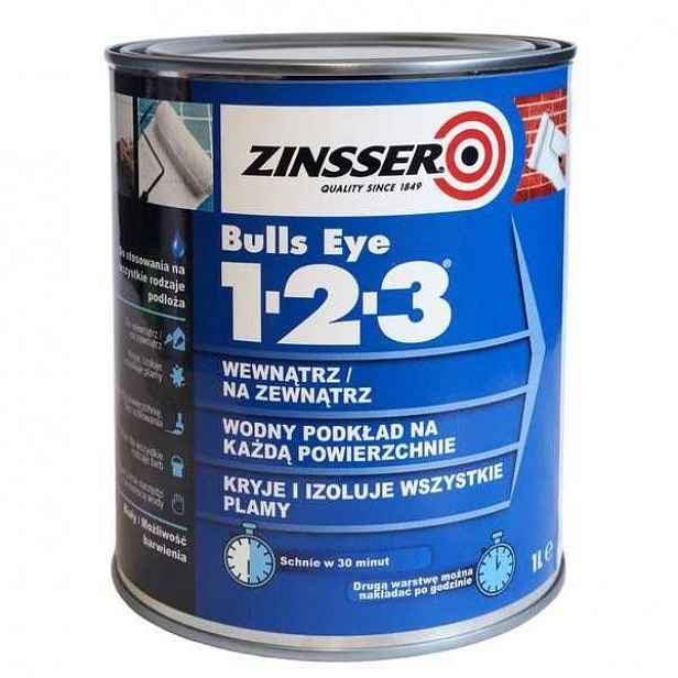Univerzální podkladová akrylová barva na stěny Zinsser Bulls Eye 1-2-3 1L