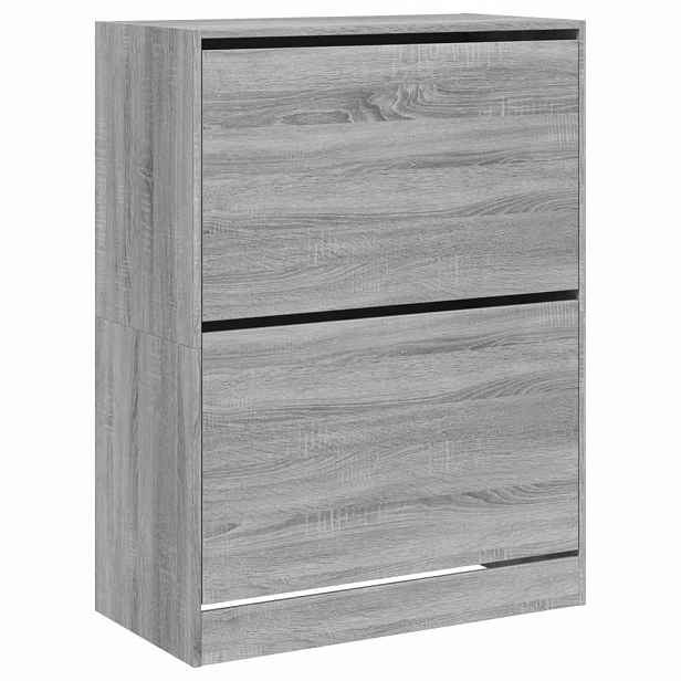 vidaXL Botník se 2 výklopnými zásuvkami šedý sonoma 80 x 42 x 108 cm