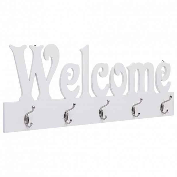 vidaXL Nástěnný věšák WELCOME bílý 74 x 29,5 cm