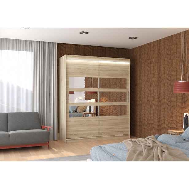 Zrcadlová skříň s LED osvětlením 180 cm KABA - dub sonoma