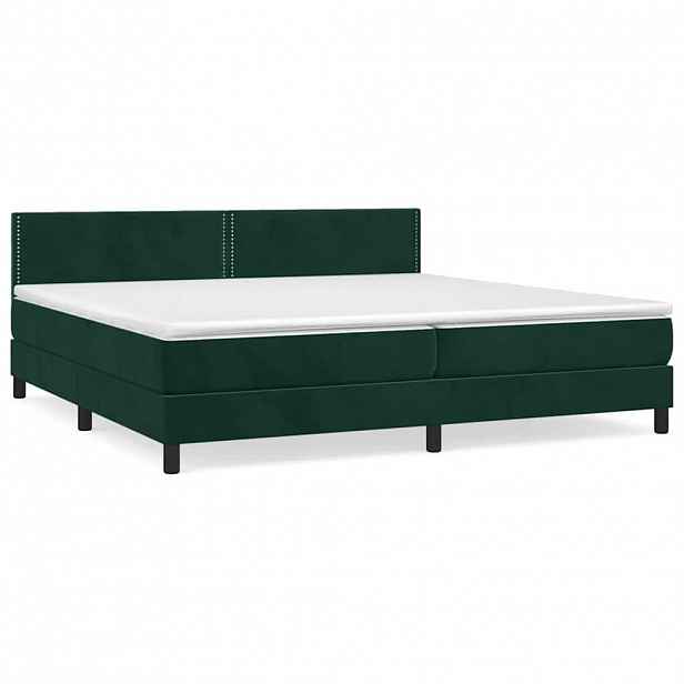vidaXL Box spring postel s matrací tmavě zelená 200x200 cm samet