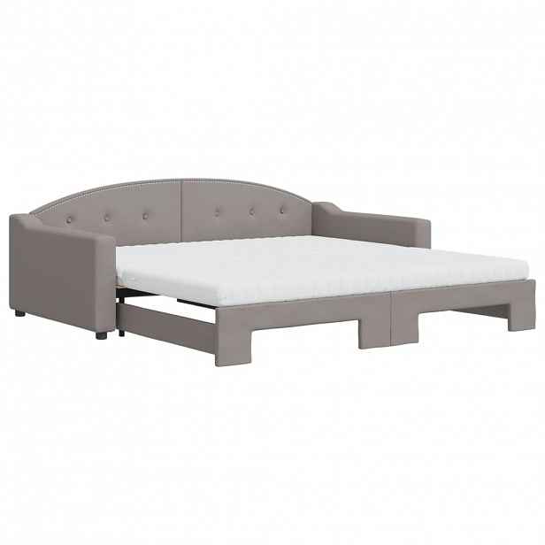 vidaXL Válenda s přistýlkou a matracemi taupe 100 x 200 cm textil