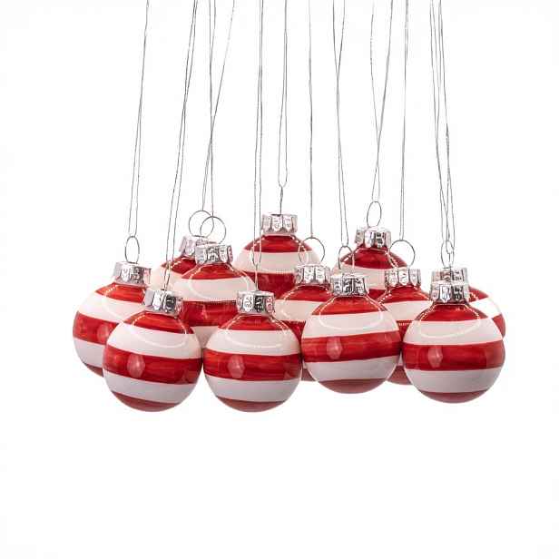 Skleněné ručně vyrobené vánoční koule v sadě 12 ks ø 3 cm Bauble Stripe – Sass & Belle