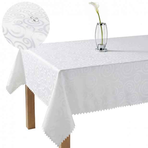 Ubrus odolný proti skvrnám Bílý 160 x 400 cm Polský Elegantní vzor Hlemýžď Obývací pokoj