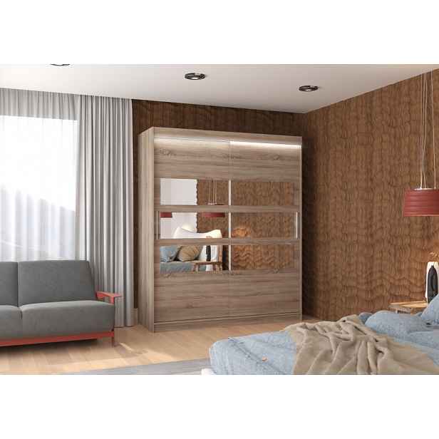 Zrcadlová skříň s LED osvětlením 180 cm KABA - dub lanýž