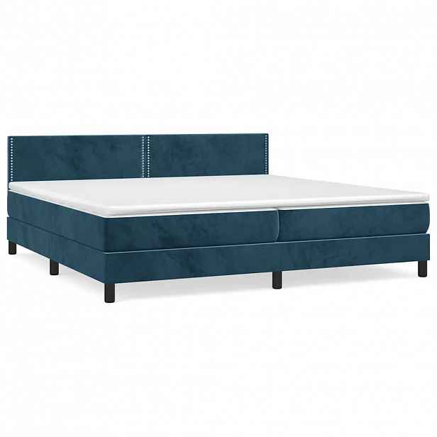 vidaXL Box spring postel s matrací tmavě modrá 200x200 cm samet