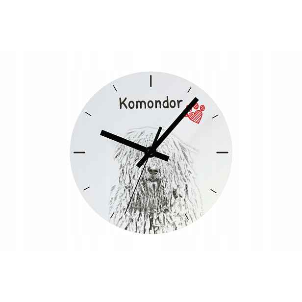 Komondor hodiny se psem, závěsné a stojící, personalizace fotografií, 20 cm