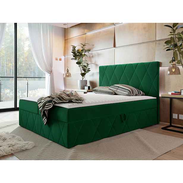 Moderní boxspring postel Silena 180x200cm, zelená Magic Velvet HELCEL