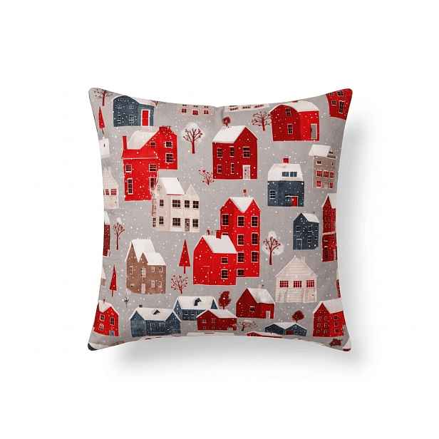 Povlak na polštář z mikrovlákna WINTER COTTAGE 45x45 cm, šedý