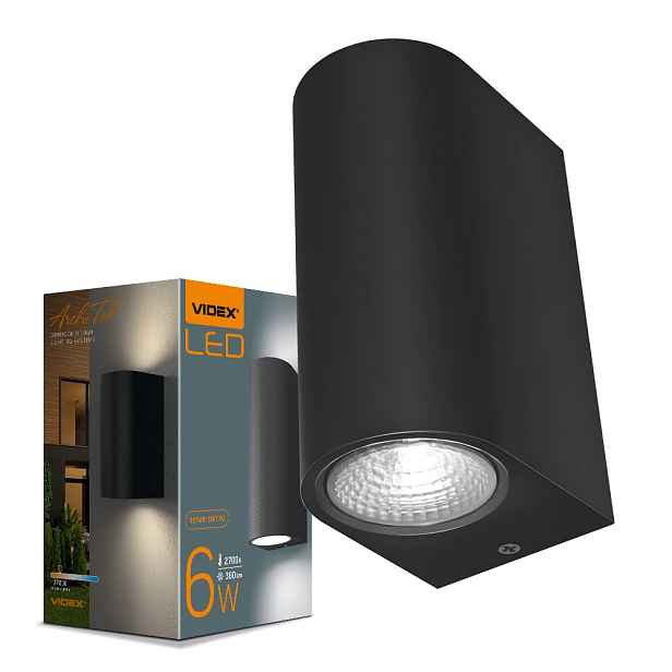Venkovní svítidlo Videx černé 360 lm 6W IP44 obousměrné