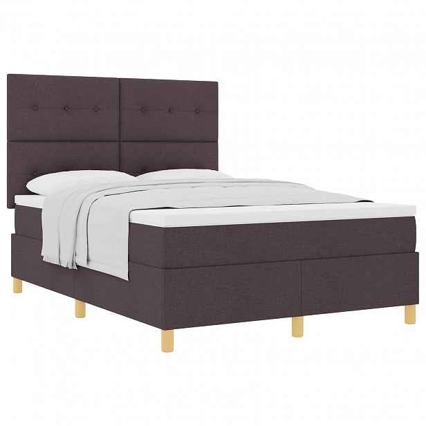 vidaXL Postel s boxspringem s čelo Tmavě hnědá 140 x 190 cm textil