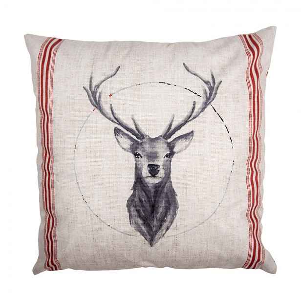Béžový povlak na polštář s jelenem Christmas Deer - 45*45 cm Clayre & Eef