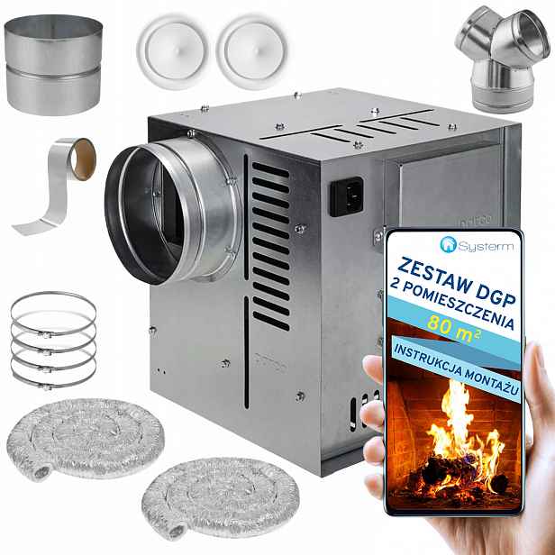 Krbová Turbína Krbový ventilátor Set Dgp 2 místnosti 80 m2