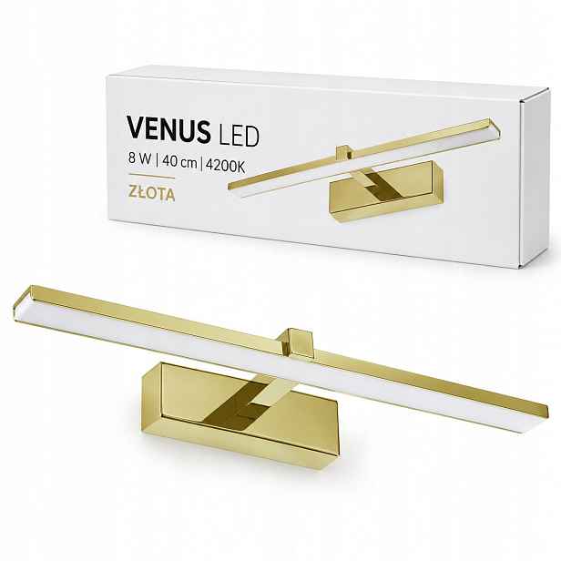 Moderní nástěnné svítidlo Venus 8W 40 cm zlaté Led 580lm 4200K IP44 do interiéru