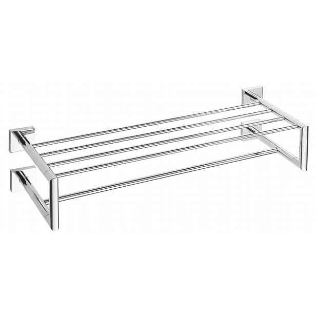 Sapho X-SQUARE - Polička na ručníky dvojitá s hrazdou, délka 62 cm, chrom XQ412