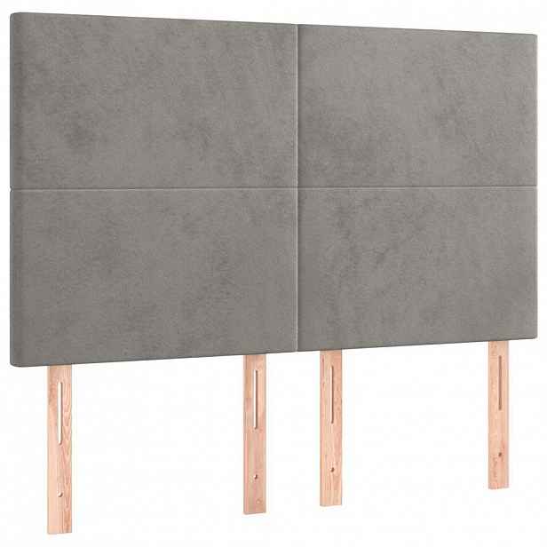 vidaXL Čelo postele světle šedé 144x5x118/128 cm sametové