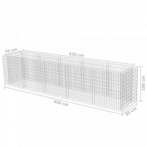 Gabionový vyvýšený záhon pozinkovaná ocel Dekorhome 450x90x100 cm