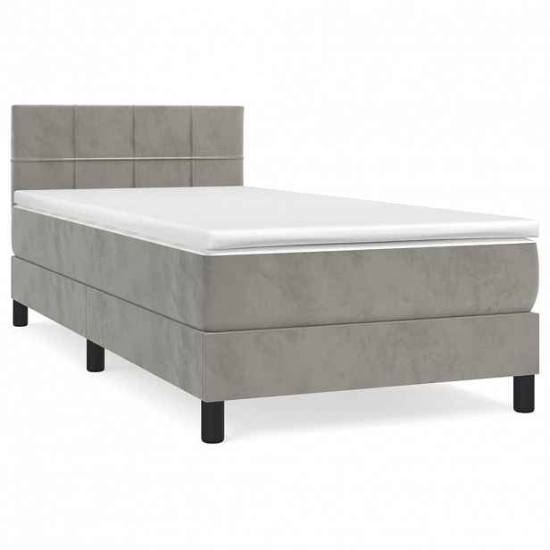 vidaXL Box spring postel s matrací světle šedá 80 x 200 cm samet