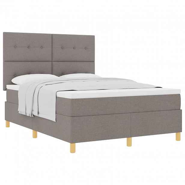 vidaXL Postel s boxspringem s čelo Taupe 140 x 190 cm textil