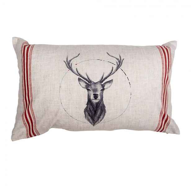 Béžový povlak na polštář s jelenem Christmas Deer - 30*50 cm  Clayre & Eef