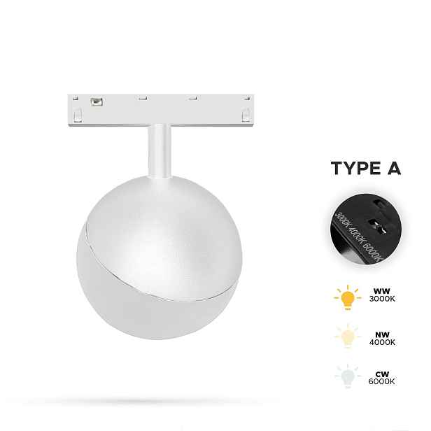 Reflektor Spot Led Kula Bílý 6W 3CCT Typ A pro Smart Track 48VDC