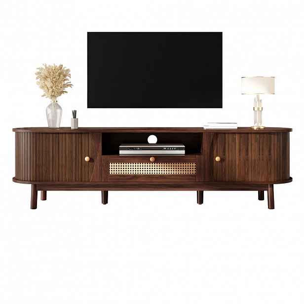 STILVORA TV STOLEK v ořechové barvě se zásuvkami a dvířky do obýváku, 165×37×46 cm