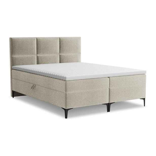 Taupe boxspring postel s úložným prostorem 180x200 cm Pakalana – Makamii
