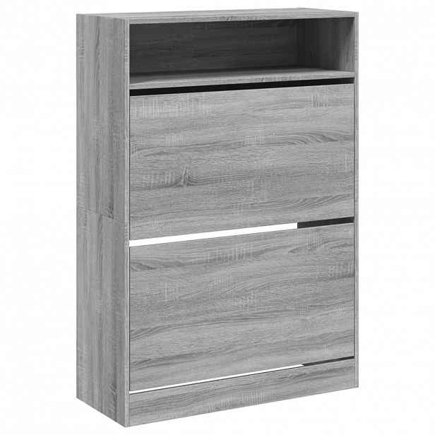 vidaXL Botník se 2 výklopnými zásuvkami šedý sonoma 80 x 34 x 116 cm