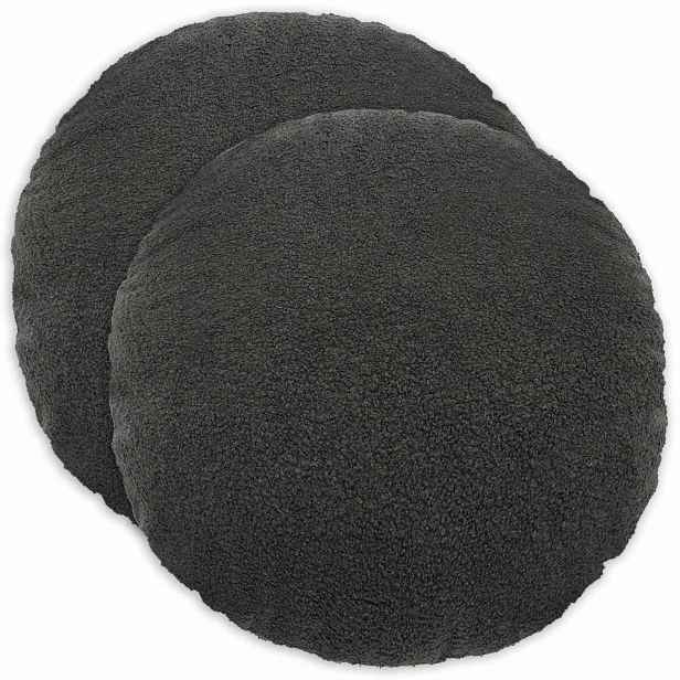 vidaXL Povlak na polštář 2 pcs HEERLEN Tmavě šedá Ø 60 cm Bouclé
