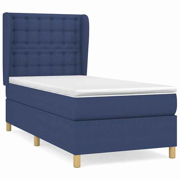 vidaXL Box spring postel s matrací modrá 100 x 200 cm textil