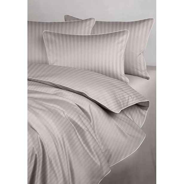 damašek Povlečení latte béžové s bílým lemováním 180x200 Maro Home