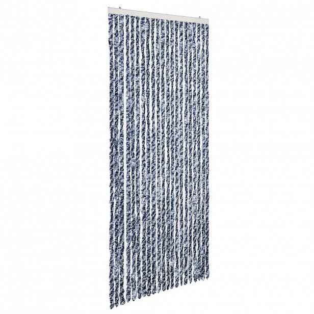 vidaXL Závěs proti hmyzu modrý, bílý a stříbrný 90 x 220 cm Chenille
