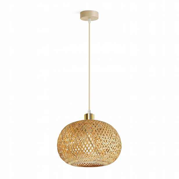 Závěsná lampa Rattan Béžová Boho 1xE27 Nastavitelná výška Obývací pokoj Ložnice