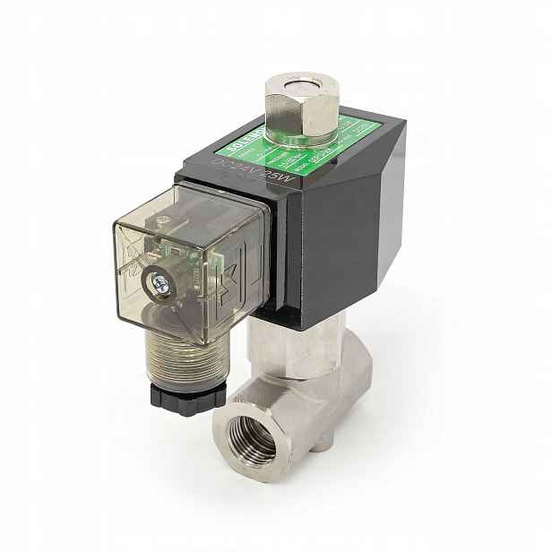 Vysokotlaký elektroventil 150 bar 3/8 No SS304 Peek nerezový 24VDC
