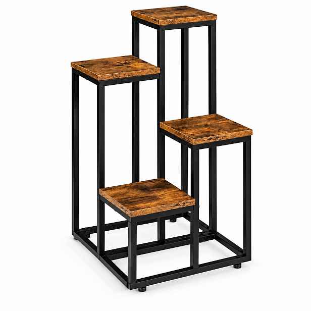 Držák Na Květináč Stojící Stojan Na Květiny Rostliny Kovový 4 Úrovně 68 CM