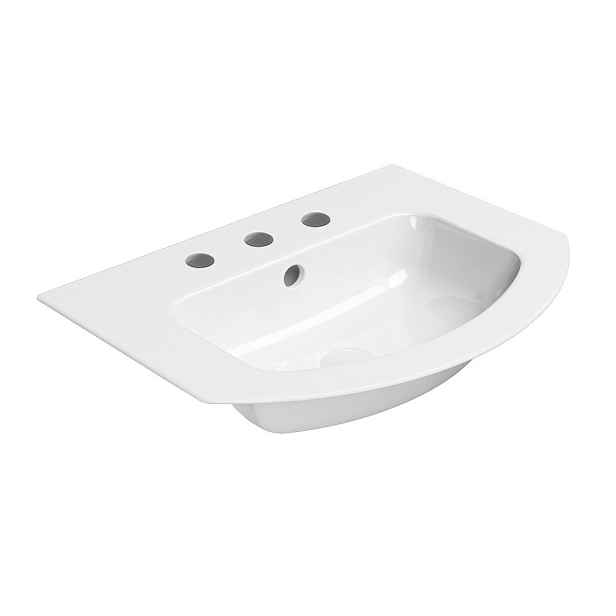 GSI PURA keramické umyvadlo Slim oblé 62x48cm, broušená spodní hrana, 3 otvory, bílá ExtraGlaze