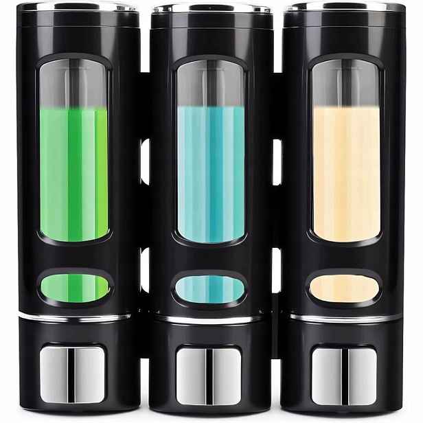 3ks Dávkovač Dávkovač tekutého mýdla Dispenser 400 ml Nástěnný Černý