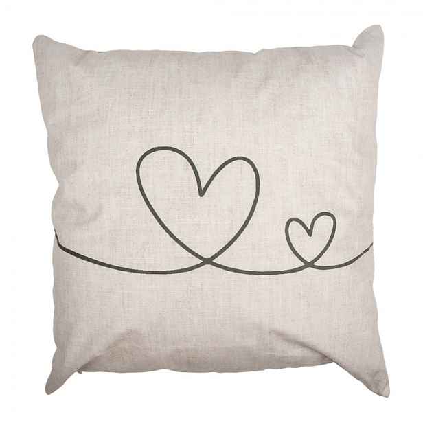 Béžovo-zelený povlak na polštář se srdíčky Hearts Love - 45*45cm Clayre & Eef