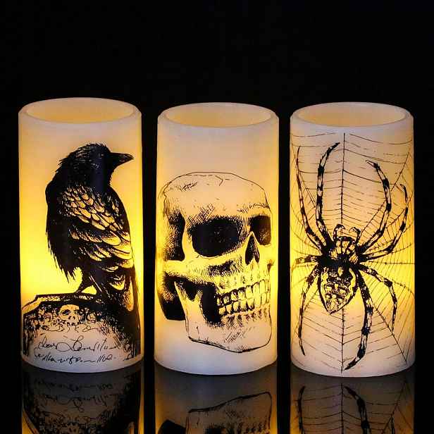 Bezplamenné sloupové svíčky na Halloween s 6H časovačem, na baterie