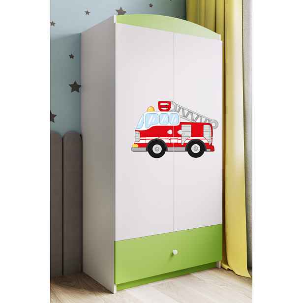 Kocot kids Dětská skříň Babydreams 90 cm hasičské auto zelená