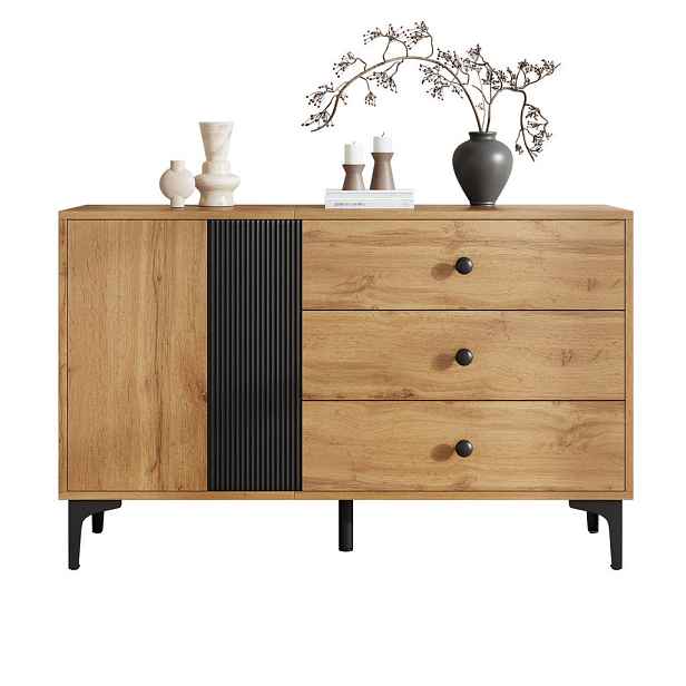 Modenvie SIDEBOARD 120/35/76 cm z dřevotřísky v přírodní a černé barvě