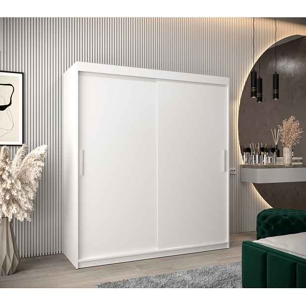 Šatní skříň Abi T0 s posuvnými dveřmi Barva korpusu: Bílá, Rozměry: 180 cm, Dveře: Bílá