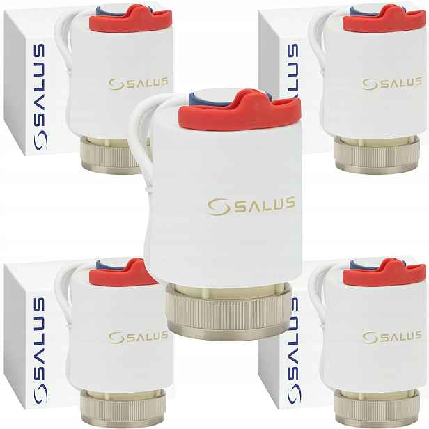 Sada 5 Kusů Energeticky Úsporný Tepelný Pohon Salus T30NC M30x1.5 230V